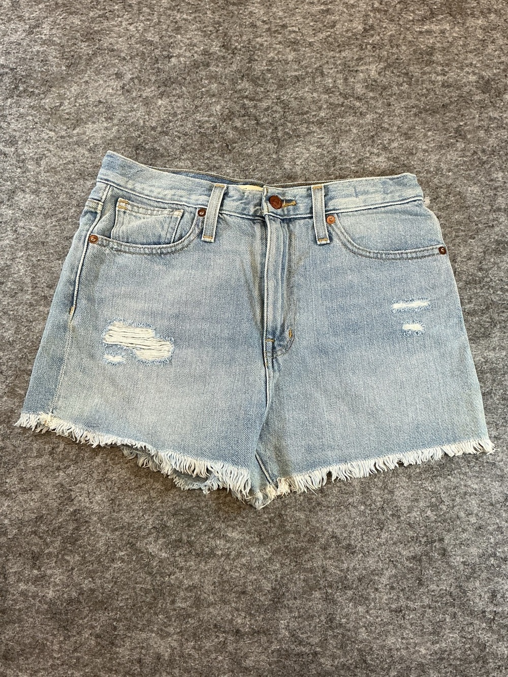 Madewell Medium Wash Cotton Beachy Mom Jean Denim Shorts B1